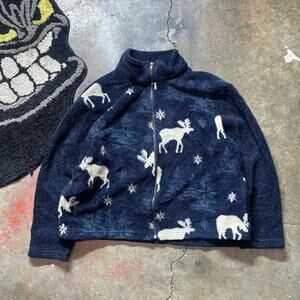 Navy blue vintage 90s fleece jackert